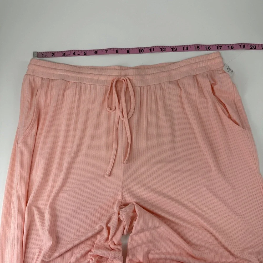 State of Day Pants Womens Large Orange Ribbed Pajamas PJS Drawstring Pockets NWT